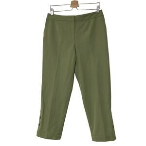 ESCADA olive army green straight leg tapered ankle button trouser pants